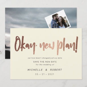 minimalist modern script two photo save the date invitation