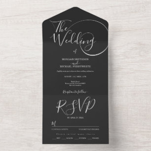 Minimalist modern script typography wedding all in one invitation