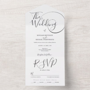 Minimalist modern script typography wedding all in one invitation