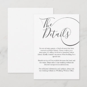 Minimalist modern script typography wedding enclosure card