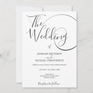 Minimalist modern script typography wedding invitation