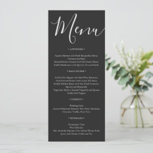 Minimalist modern script typography wedding menu