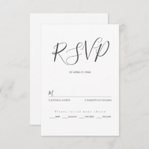 Minimalist modern script typography wedding RSVP card