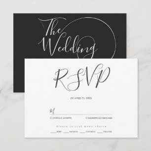 Minimalist modern script typography wedding RSVP card