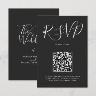 Minimalist modern script typography wedding RSVP card