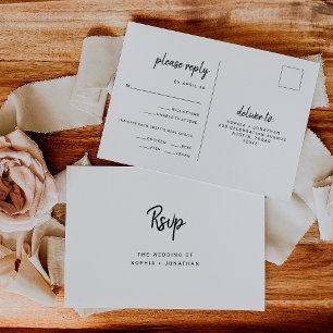 Minimalist Modern Script Wedding Meal Choice RSVP Postcard