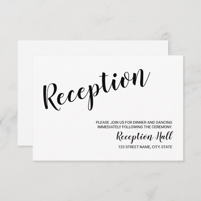 Minimalist Modern Script Wedding Reception Invitation (Front/Back)