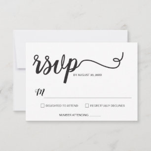 Minimalist Modern Script Wedding  RSVP Card
