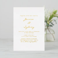 Minimalist Modern Script Wedding White and Gold