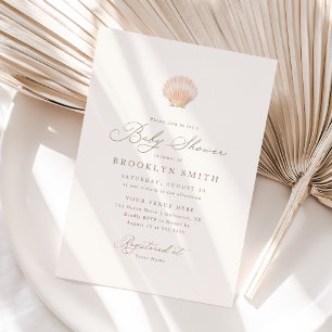 Minimalist Modern Sea Shell Beach Baby Shower Invitation