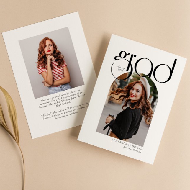 Minimalist Modern Simple Arch Photo Graduation Announcement (Creator Uploaded)