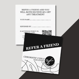 Minimalist Modern Simple Black And White Line  Referral Card