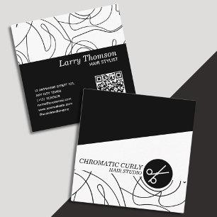 Minimalist Modern Simple Black And White Line Square Business Card