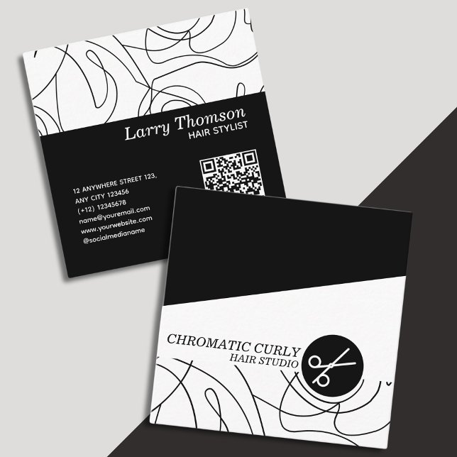 Minimalist Modern Simple Black And White Line  Square Business Card (Creator Uploaded)