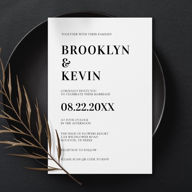 Minimalist Modern Simple Black Wedding | QR Code Invitation (Minimalist Modern Simple Black Wedding | QR Code Invitation)