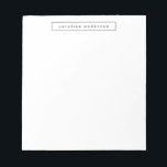 Minimalist Modern Simple Black White Personalised  Notepad<br><div class="desc">Personalised notepad with a professional simple minimalist modern aesthetic in black and white.</div>
