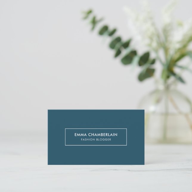 Minimalist Modern Simple Boho Blue Business Card (Standing Front)