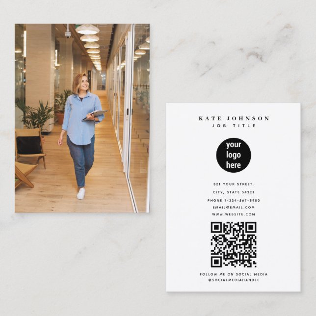 Minimalist Modern Simple Business Logo Photo Card (Front/Back)