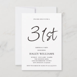 Minimalist Modern Simple Calligraphy 31st Birthday Invitation