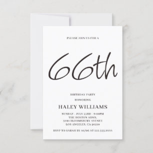 Minimalist Modern Simple Calligraphy 66th Birthday Invitation