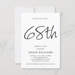 Minimalist Modern Simple Calligraphy 68th Birthday Invitation