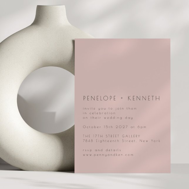 Minimalist Modern Simple Dusty Blush Wedding Invitation (Creator Uploaded)