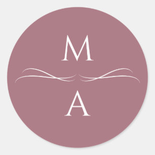Minimalist Modern Simple Dusty Rose Initials Classic Round Sticker
