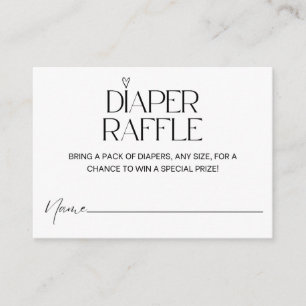 Minimalist Modern Simple Heart Diaper Raffle Game Enclosure Card