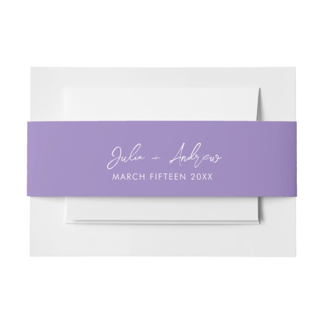 Minimalist modern  simple Lavender wedding details Invitation Belly Band (Front Example)