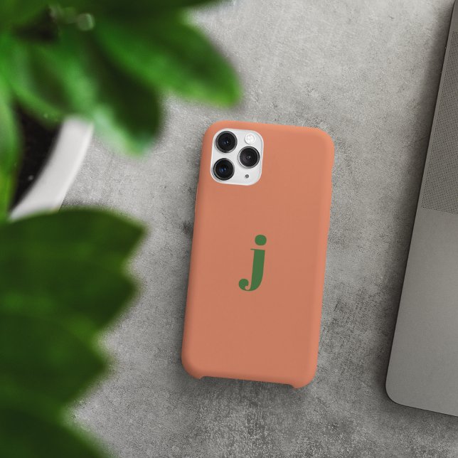 minimalist modern simple monogram peach iPhone case (Creator Uploaded)