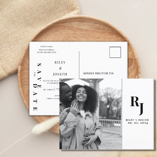 Minimalist modern simple photo save the date postcard