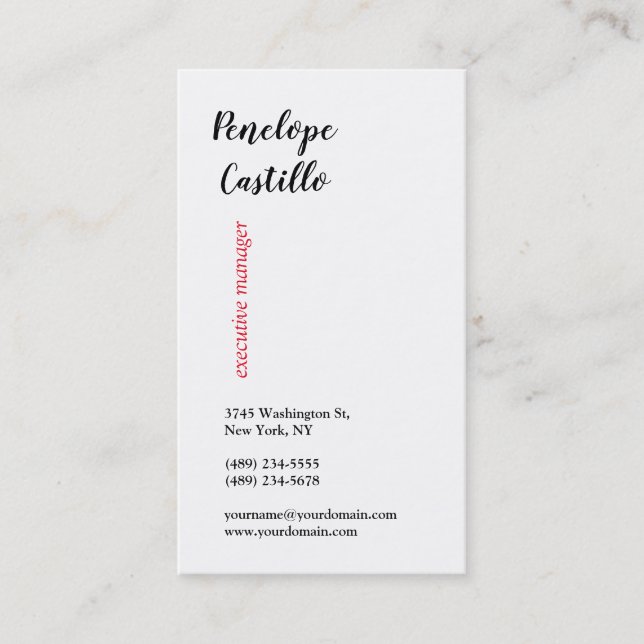 Minimalist Modern Simple Plain Handwritten Business Card (Front)