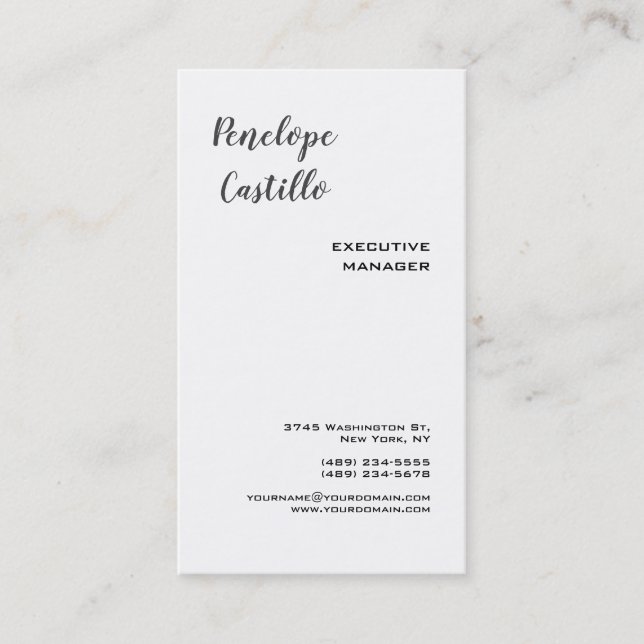 Minimalist Modern Simple Plain Handwritten Business Card (Front)