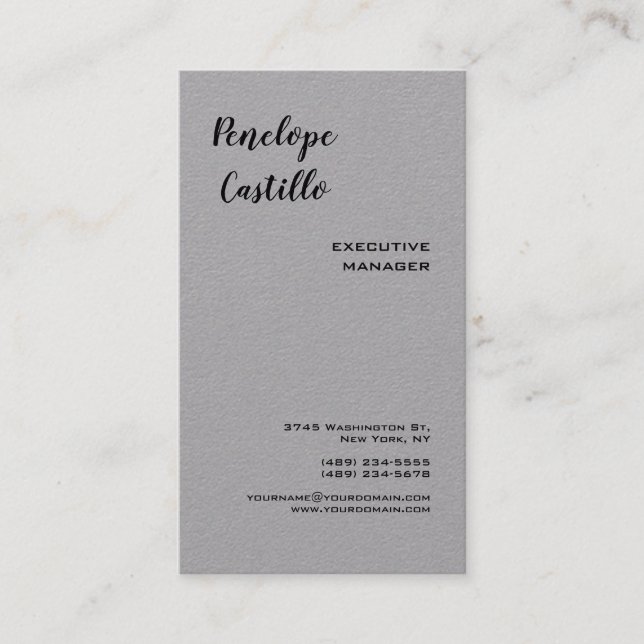 Minimalist Modern Simple Plain Premium Grey Business Card (Front)