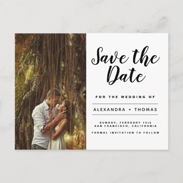 Minimalist Modern Simple Save the Date Photo Postcard (Front)