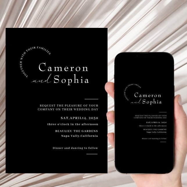 Minimalist  Modern Simple Wedding black and white  Save The Date (Creator Uploaded)