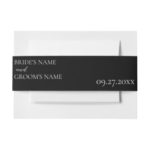 Minimalist Modern Simple Wedding Invitation Black Invitation Belly Band