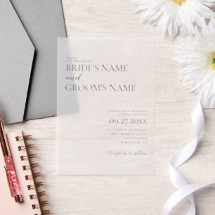 Minimalist Modern Simple Wedding Overlay Vellum Invitations