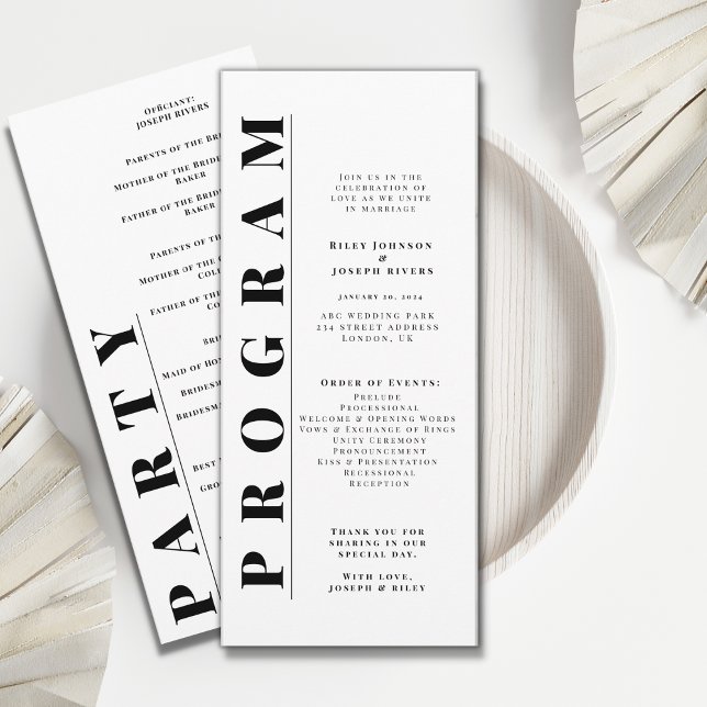 Minimalist modern simple wedding programs programme (Creator Uploaded)