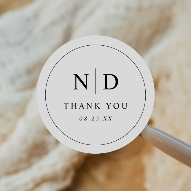 Minimalist Modern Simple Wedding Thank You Classic Round Sticker (Creator Uploaded)