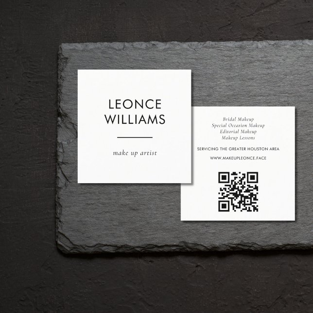 Minimalist Modern Simple White Custom QR Code Square Business Card (Creator Uploaded)