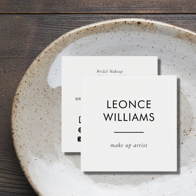 Minimalist Modern Simple White Name Branding Square Business Card (Creator Uploaded)