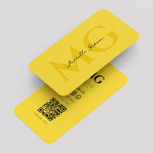 Minimalist Modern Simple Yellow Monogram Business Card