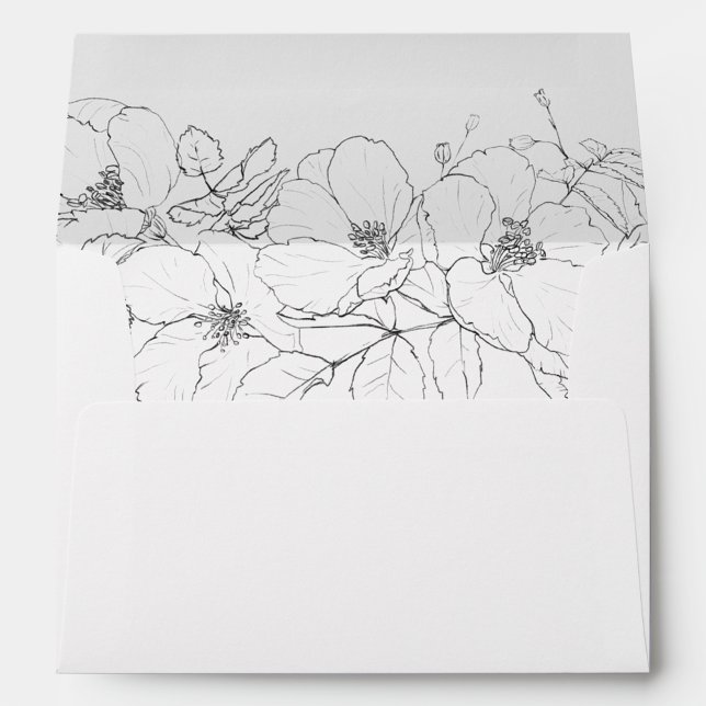Minimalist Modern Sketch Floral Foliage wedding Envelope (Creator Uploaded)