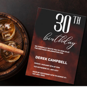 Minimalist Modern Sleek 30th Birthday Party Invitation