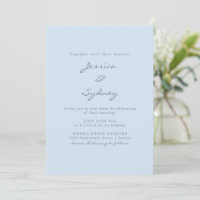 Minimalist Modern Soft Blue Script Wedding