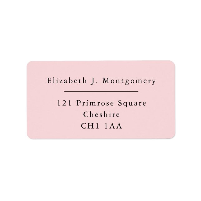 Minimalist Modern Soft Pink Return Address Label (Front)