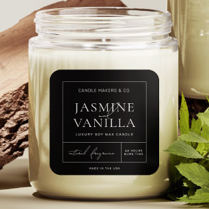 Minimalist Modern Soy Candle Square Label Black