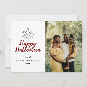 Minimalist Modern Spooky Happy Halloween 1 Photo Holiday Card