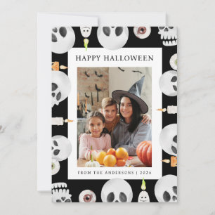 Minimalist Modern Spooky Happy Halloween 1 Photo Holiday Card